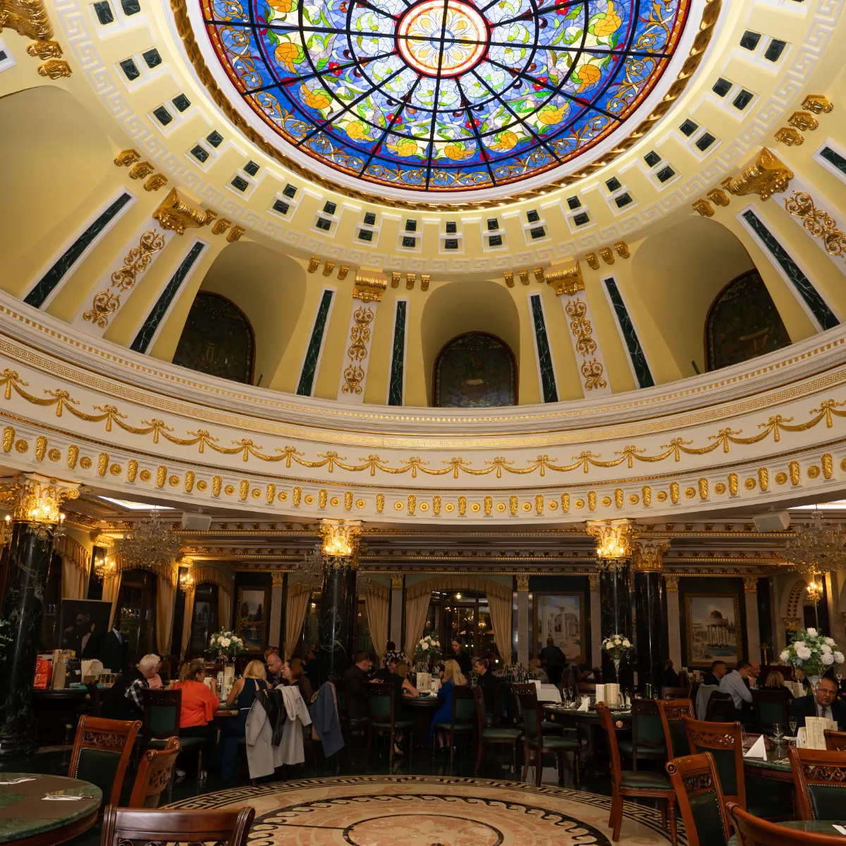 Stained-glass cupola of the Aphrodite Palace